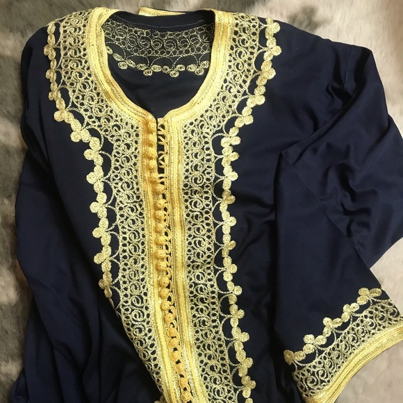 Other - Moroccan Navy x Gold Caftan - Purchased in Morocco - Tunic - Long